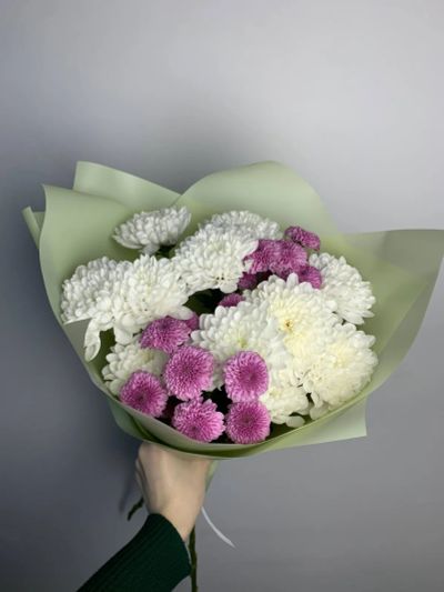 Лот: 25807164. Фото: 1. 5. Букет - комплимент из хризантем... Свежие цветы