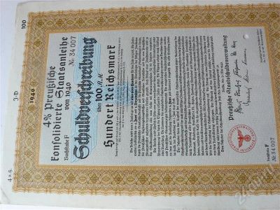 Лот: 431580. Фото: 1. Облигация третьего рейха. Другое (банкноты)