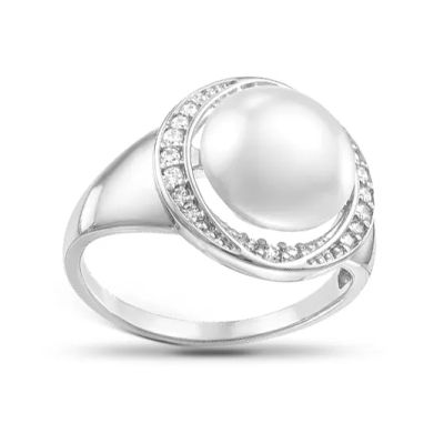 Лот: 23783208. Фото: 1. Кольцо из серебра с жемчугом SWAROVSKI... Кольца, перстни