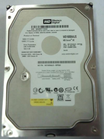 Лот: 8087817. Фото: 1. Жесткий диск SATA WD1600AAJS 160Гб... Жёсткие диски (HDD)