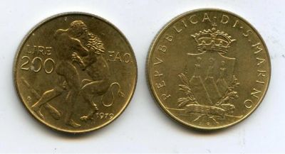 Лот: 7825979. Фото: 1. На ЗАКАЗ.Сан-Марино.200 лир 1979... Европа