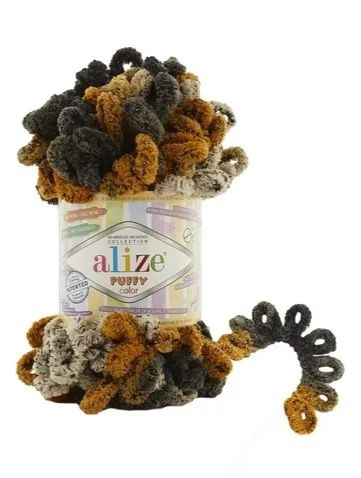 Лот: 19315158. Фото: 1. Пряжа Alize Puffy color. Ткани, нитки, пряжа
