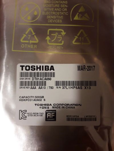 Лот: 14955367. Фото: 1. Жесткий диск Toshiba DT 500Гб... Жёсткие диски (HDD)