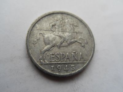 Лот: 10863815. Фото: 1. Испания 5 сентимо 1945. Европа