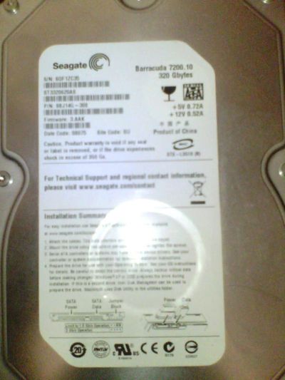 Лот: 8996501. Фото: 1. Жёсткий диск HDD 320 Gb SATA-II... Жёсткие диски (HDD)