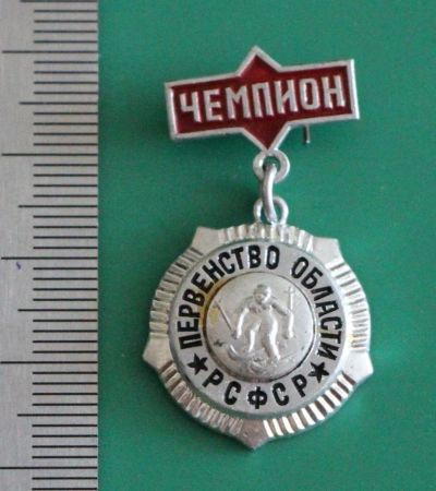 Лот: 11739527. Фото: 1. Значок: Чемпион. Первенство области... Сувенирные