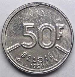 Лот: 360272. Фото: 1. Бельгия. 50 франк 1990г. Ребристый... Европа