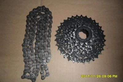 Лот: 10681432. Фото: 1. Кассета Sram PG830 + цепь Shimano... Запчасти