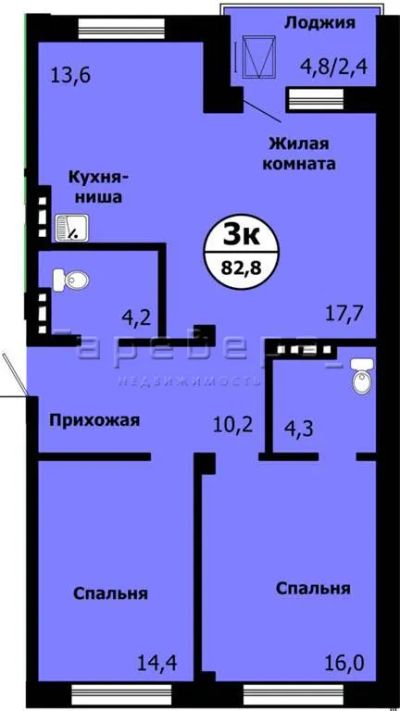 Лот: 19694186. Фото: 1. 3-комнатная квартира на ул. Лесников... Квартиры, студии