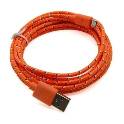 Лот: 5890093. Фото: 1. USB кабель оранжевый в шелковой... Дата-кабели, переходники