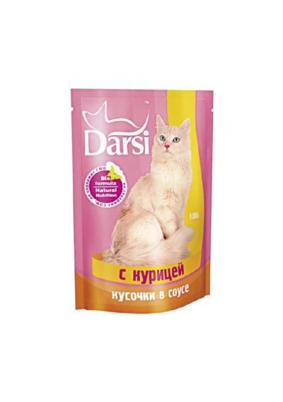 Лот: 5110240. Фото: 1. Паучи Darsi для кошек, с курицей... Корма