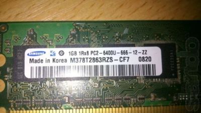 Лот: 3941995. Фото: 1. Память DDR2 samsung 1Gb 1Rx8 PC2-6400U-666-12-ZZ. Оперативная память