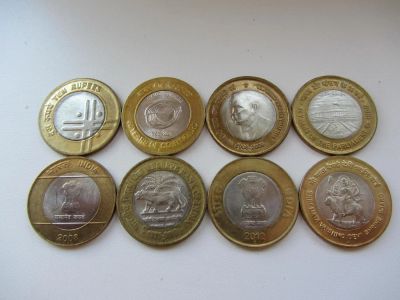 Лот: 5321034. Фото: 1. Индия набор из 8 монет 10 рупий... Наборы монет