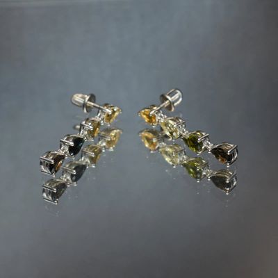 Лот: 21375559. Фото: 1. Серьги-пусеты с камнями: Турмалин... Серьги, каффы