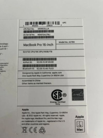 Лот: 20581312. Фото: 1. Ноутбук Apple MacBook Pro 16,2... Ноутбуки