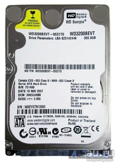 Лот: 9691525. Фото: 1. HDD 2.5" 320 GB WD. Жёсткие диски (HDD)
