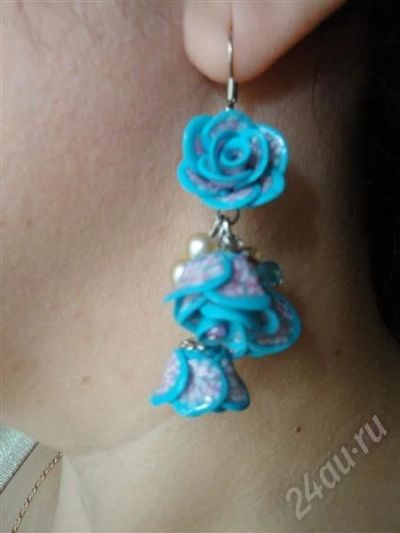Лот: 412327. Фото: 1. Изделия из полимерной глины,серьги... Серьги, каффы