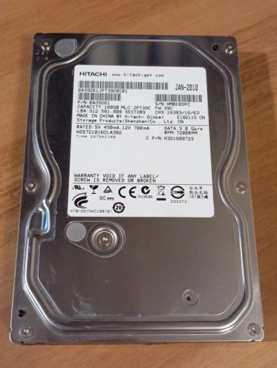 Лот: 24985259. Фото: 1. HDD Hitachi HDS721016CLA382 SATA... Жёсткие диски (HDD)