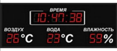 Лот: 22368198. Фото: 1. Табло для бассейна Время-Воздух-Вода-Влажность... Другое (спортивные товары)