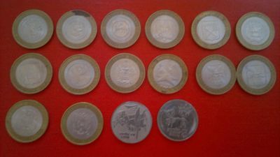 Лот: 4190050. Фото: 1. 10 руб. монеты ( биметалл) 14... Россия после 1991 года
