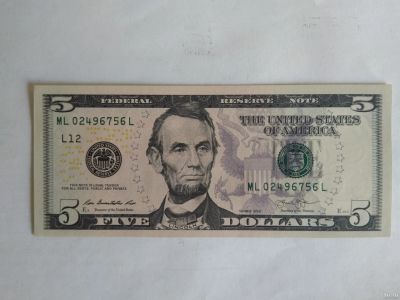 Лот: 16840370. Фото: 1. Пять долларов США. Америка