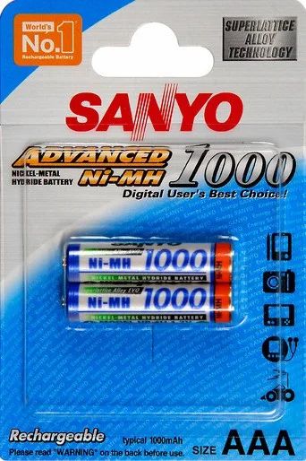 Лот: 3611985. Фото: 1. Аккумуляторы AAA Sanyo 1000 mAh... Батарейки, аккумуляторы, элементы питания