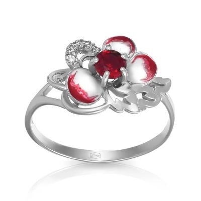 Лот: 23783425. Фото: 1. Серебряное кольцо с гранатом и... Кольца, перстни