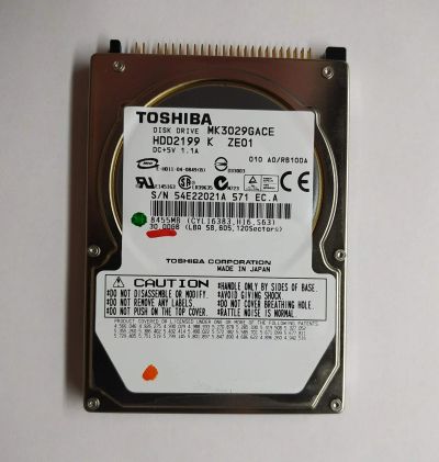 Лот: 18371661. Фото: 1. Винчестер для ноутбука 30 Gb Toshiba... Жёсткие диски