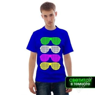 Лот: 2515540. Фото: 1. футболка "очки" светится!. Футболки, поло