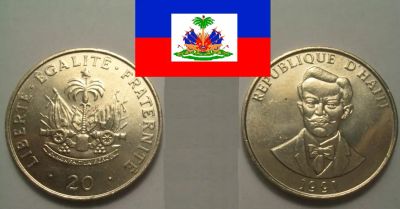 Лот: 19279505. Фото: 1. Гаити 20 сантимов 1991 последний... Америка