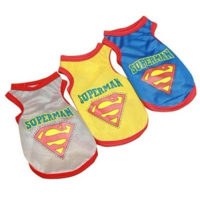 Лот: 6259230. Фото: 1. Майка Superman цвет серый. Ошейники, одежда, конное снаряжение