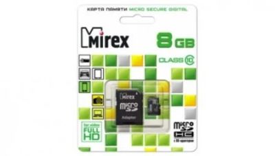 Лот: 9138501. Фото: 1. 8Gb Карта Памяти Microsdhc Mirex... Карты памяти