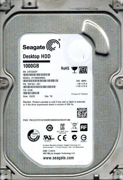 Лот: 6633491. Фото: 1. Жесткий диск Seagate Desktop ST1000DM003... Жёсткие диски (HDD)