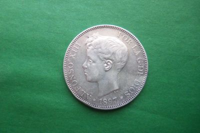 Лот: 17879457. Фото: 1. Испания 5 песет 1897 г. Альфонсо... Европа