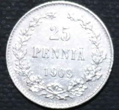 Лот: 10829872. Фото: 1. Русская Финляндия.25 пенни. 1909... Остальные страны