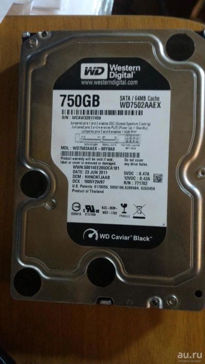 Лот: 8322319. Фото: 1. Жесткий диск 750GB Western Digital... Жёсткие диски (HDD)