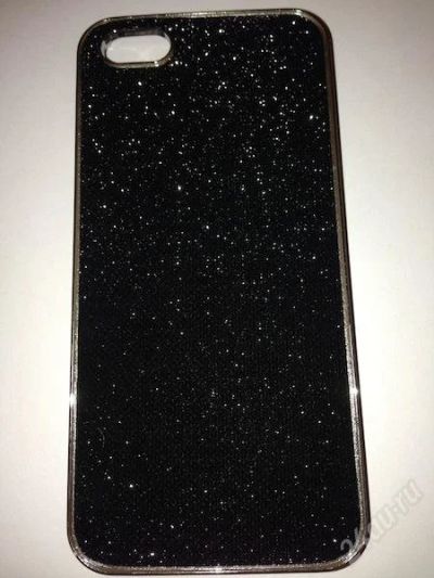 Лот: 2726590. Фото: 1. Черный чехол с блестками для Iphone... Чехлы, бамперы