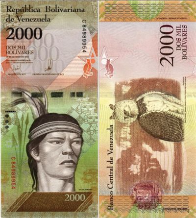 Лот: 20765742. Фото: 1. Венесуэла 2000 боливаров 2016... Америка