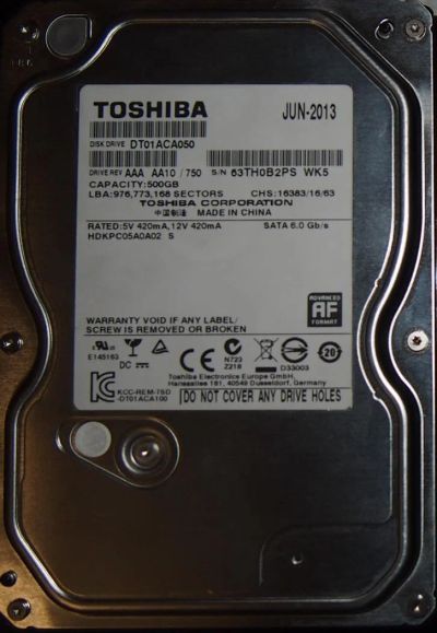 Лот: 5165748. Фото: 1. 500 Gb, 7200 RPM Sata, Toshiba... Жёсткие диски (HDD)