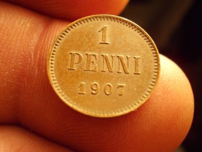 Лот: 12368067. Фото: 1. Великолепная 1 пенни 1907 года... Россия до 1917 года
