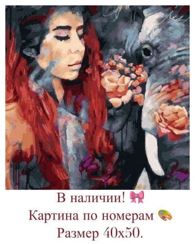 Лот: 14623029. Фото: 1. Картина по номерам. Девушка слон. Картины по номерам