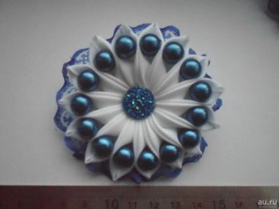 Лот: 8458510. Фото: 1. Бант (на резиночке) медуза белая... Цветы из ткани