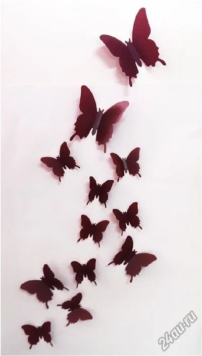 Лот: 5533840. Фото: 1. Наклейка "Бабочки 3D", коричневая. Аксессуары