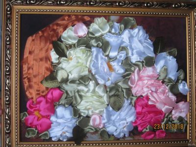Лот: 12961996. Фото: 1. картины, вышивка атласными лентами. Вышивание