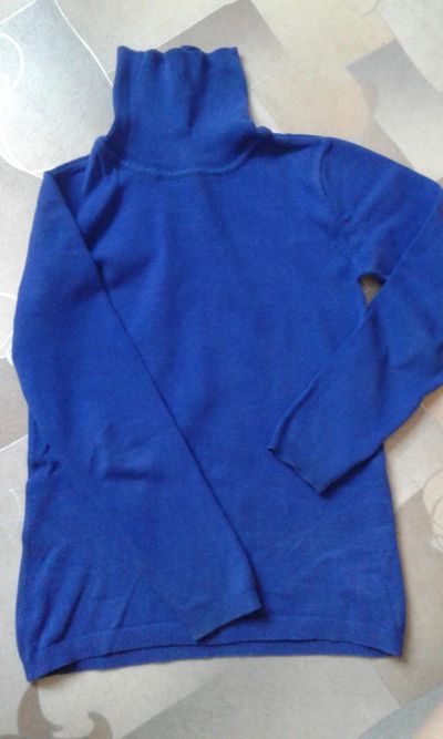 Лот: 10863625. Фото: 1. Водолазка синяя,рост 128. Рубашки, блузки, водолазки