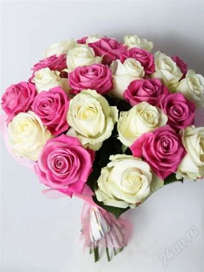 Лот: 2849729. Фото: 1. Букет mix из 25 розовых и белых... Другое (сувениры, подарки)
