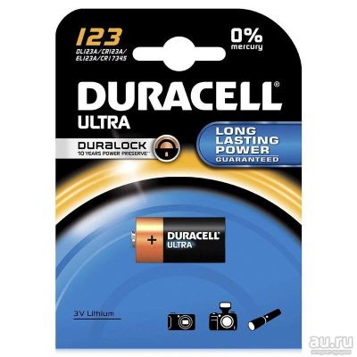 Лот: 8041421. Фото: 1. Батарейка Duracell CR123A Ultra... Батарейки, аккумуляторы, элементы питания