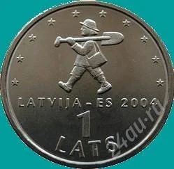 Лот: 2792435. Фото: 1. 1 лат 2004 Землекоп. Страны СНГ и Балтии