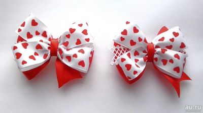 Лот: 9078973. Фото: 1. Бантики "Сердечки". Цветы из ткани