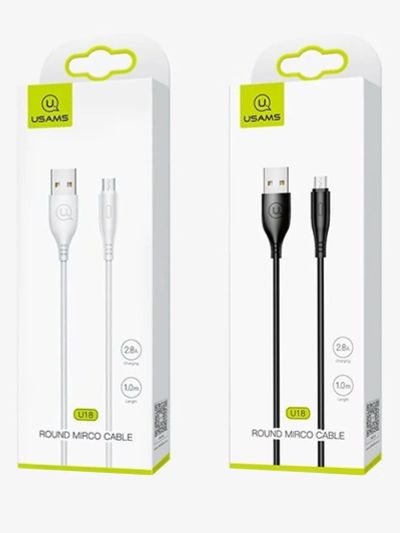Лот: 22150174. Фото: 1. Кабель USAMS Micro U18 1m White. Дата-кабели, переходники